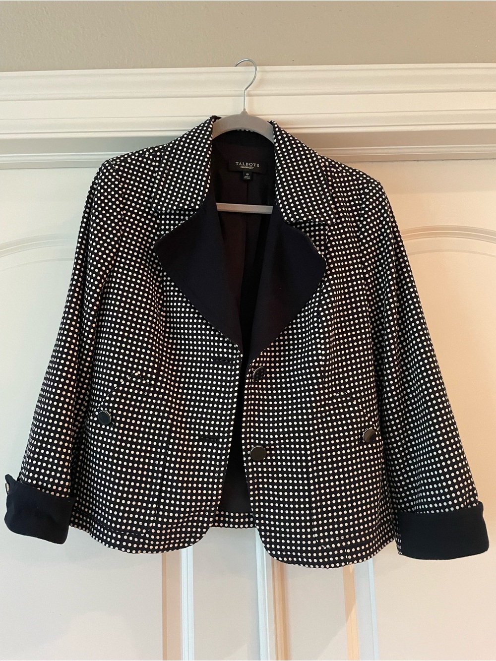 Talbots Dark Navy and White Polka Dot Blazer